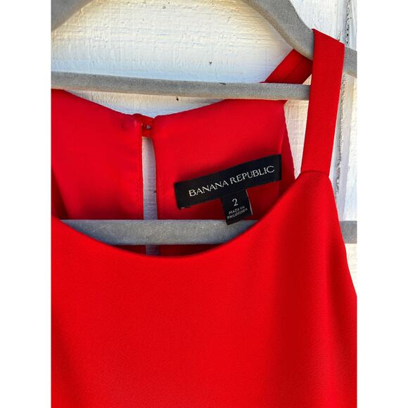Banana Republic Red Jumpsuit, High Neck, Dressy Jumpsuit, Sleeveless, Size 2 - Picture 3 of 6